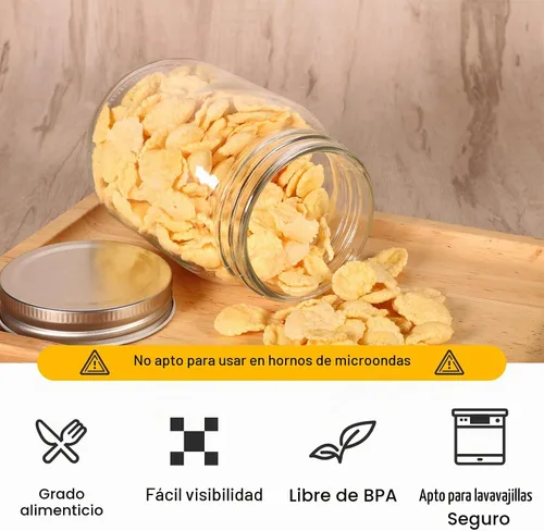 Vista 4 de HOXHA Paquete de 2 tarros de vidrio de boca regular Mason, tarros de vidrio transparente de 16 oz con tapas para sellar, tarros de conservas