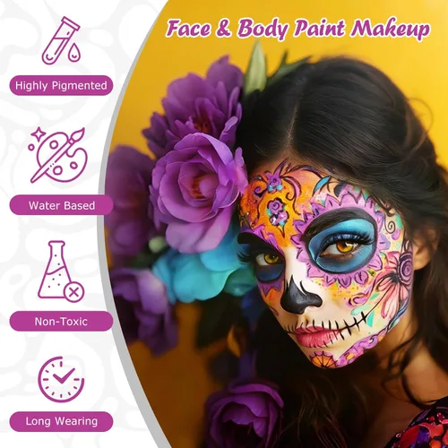Vista 8 de Pintura del cuerpo de la cara de 16 colores, sistema a base de agua