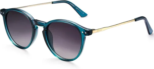 Vista 2 de Gafas de sol redondas vintage para mujer marco transparente polarizado con protección UV