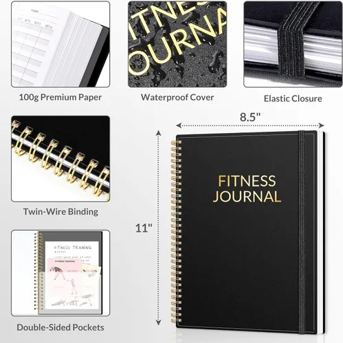 Vista 6 de Diario de Fitness y Planificador de Entrenamiento para Mujeres y Hombres, A4 (21.6 cm x 27.9 cm) Diario de Entrenamiento y Libro de Planificación