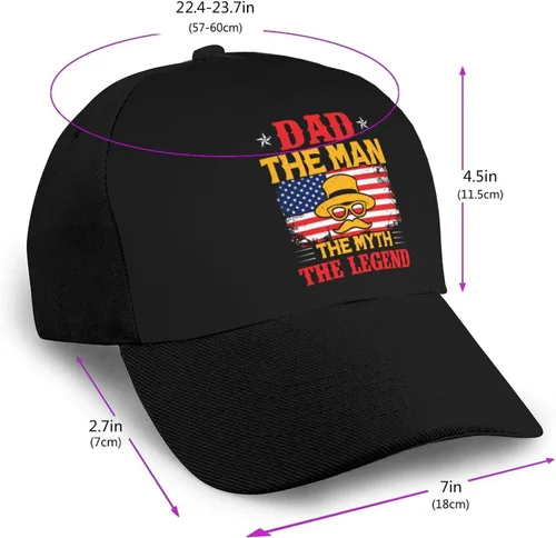 Vista 2 de LIFANGMI Adjustable Dad The Man The Myth The Legend Baseball Cap for Men Women Baseball Hat Outdoor Casual Breathable Caps Trucker Hats Sun Hat Black