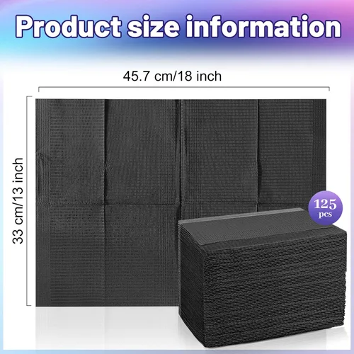 Vista 2 de 125 baberos dentales desechables para pacientes, 13 x 18 pulgadas, 3 capas impermeables para piercing, tatuaje, servilleta, babero de tejido