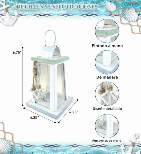 Vista 2 de COTA Global Ocean Breeze - Farol náutico de madera para decoración de playa