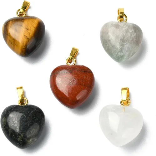 Vista 21 de Ipotkitt 100 dijes de chakras de piedra teñida de dolomita natural de colores mixtos para hacer joyas, collares, aretes
