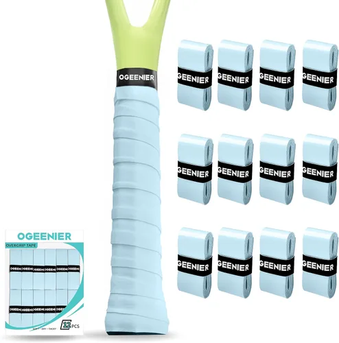 Vista 17 de OGEENIER Cinta de agarre para raqueta de tenis, paquete de 3, 6, 12 cintas de agarre de tenis, absorbente y antideslizante, cinta de agarre suave