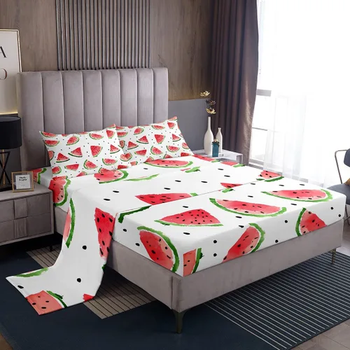 Vista 13 de Feelyou Juego de sábanas para niños con diseño de aguacate, ropa de cama bonita con frutas para niños y niñas, 1 sábana encimera y 1 sábana bajera