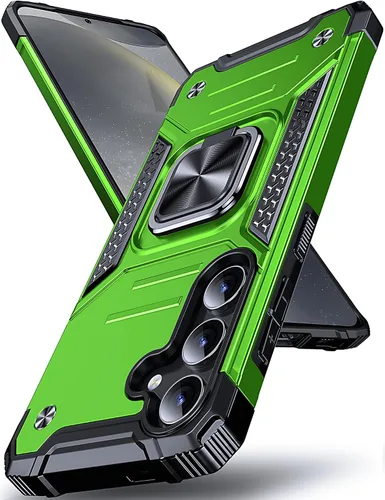 Vista 92 de DASFOND Diseñada para funda Galaxy S8 con soporte, anillo metálico giratorio mejorado de 360°, soporte kickstand de grado militar, resistente a