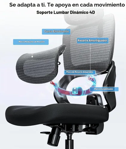 Vista 3 de SIHOO B100 SE Silla ergonómica de oficina, silla de escritorio con soporte Negro suave