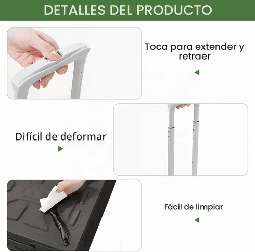 Vista 6 de VECELO Carrito de compras plegable 2 en 1 de 16 galones, carrito plegable con mango ajustable y ruedas de 360°, caja rodante de doble modo Negro