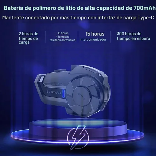 Vista 5 de Casco de motocicleta, auriculares Bluetooth, sistema de comunicación de casco B2X, intercomunicador Bluetooth de motocicleta con cancelación
