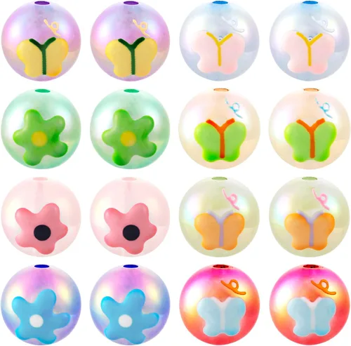 Vista 11 de Craftdady 30 cuentas acrílicas de 0.787 in de goma de mascar de color AB cuentas focales redondas gruesas de burbujas espaciadoras para bolígrafos