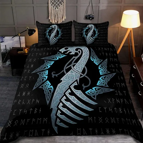 Vista 6 de Nordic Valhalla Odin - Juego de funda de edredón de 3 piezas, estampado en 3D vikingo, juego de funda de edredón para cama individual, matrimonial