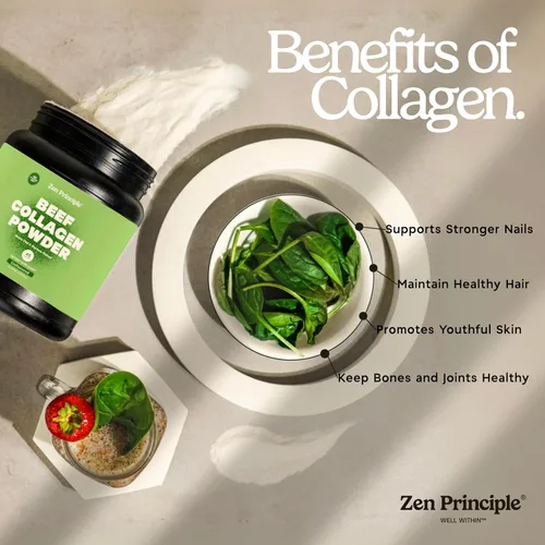 Vista 5 de Zen Principle® Paquete de colágeno + gelatina: apoya articulaciones saludables, piel brillante y cabello fuerte. Proteína en polvo sin sabor