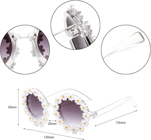 Vista 2 de Naimo Fashion - Gafas de sol redondas con decoración de perlas, protección contra los rayos UV, armazón de metal.