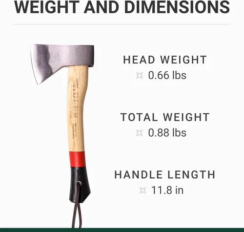 Vista 5 de Adler Hacha de explorador – Hacha de campamento forjada alemana con funda de cuero, bushcraft compacto y hacha de senderismo, cabeza de acero al