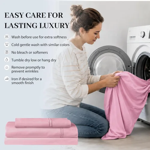 Vista 8 de Sábanas de Cama de Algodón 100% Natural Juego de Sábanas Twin de Tejido Satinado de Una Sola Capa de 500 TC Ropa de Cama Sólida Suave