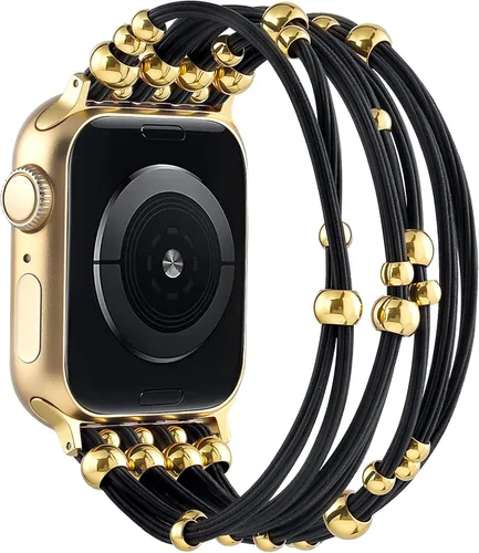 Vista 8 de VISOOM Pulsera bohemia con cuentas compatible con Apple Watch de 38/40/41/1.654 in para mujer – Correa elástica de iWatch para mujer para Apple