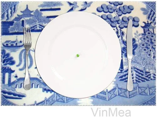Vista 3 de Manteles individuales de lona tradicionales del siglo XIX con sauce azul chino, mantel individual para cocina, comedor, oficina en casa, cocina