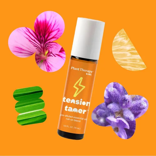 Vista 3 de Plant Therapy Mezcla de aceites esenciales para domar la tensión para niños, prediluido, roll-on 0.3 fl oz (1/3 oz) 100% puro, alivio del dolor