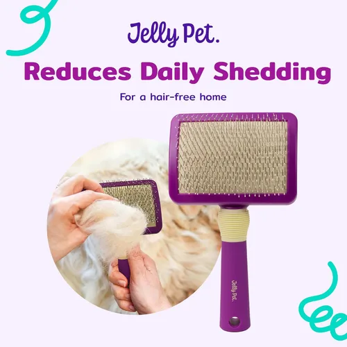 Vista 6 de JELLY PET Cepillo giratorio deslizante, la cabeza del cepillo se mueve, suave pin slicker, protege la piel, evita la irritación, el cepillado sin