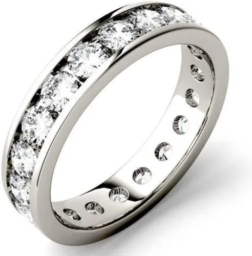 Vista 2 de Anillo de moissanita de corte excelente en plata de ley 925 para compromiso de hombres y bodas