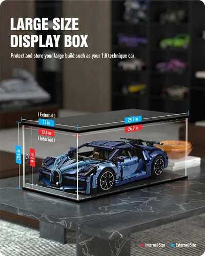 Vista 2 de Nifeliz Caja de exhibición de acrílico para modelos grandes a escala 1:8, organizador y almacenamiento de autos de juguete de construcción, regalos