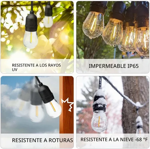 Vista 3 de Visther 2700K S14 Outdoor String Light Replacement Bulbs for Patio, 15-Pack Blanco suave (2700K Soft White)