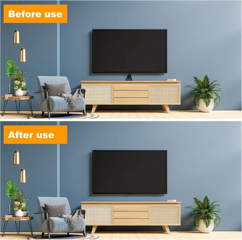 Vista 5 de Ocultador de cable de TV para televisores montados en pared, el kit incluye 4 agujeros pasantes y 1 accesorio para taladro de sierra, fácil