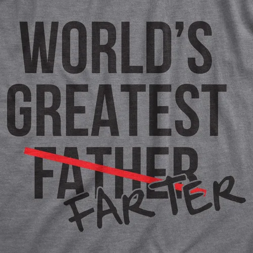 Vista 2 de Camiseta para hombre con texto en inglés Greatest Father Farter, regalo divertido para papá, humor sarcástico, Gris jaspeado oscuro