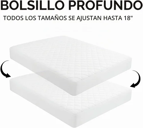 Vista 4 de COTTONPASSION - Protector de colchón impermeable de tamaño individual, equipado con funda de colchón elástica con bolsillo profundo, suave