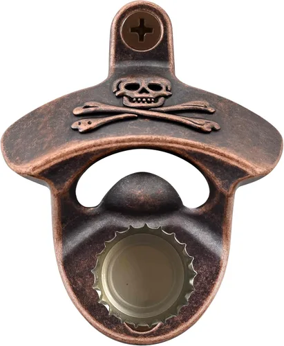 Vista 14 de Abridor magnético de tapa de botella de cola montado en la pared cráneo retro Imanes potentes incrustados, Rustpoof, con scres, colgante de pared