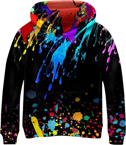 Vista 24 de Linnhoy Sudaderas con capucha para niños y niñas con estampado digital 3D de 6 a 15 años Cbai Blanco