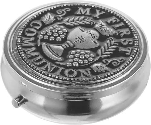 Vista 5 de BESPORTBLE Caja de recuerdo católico, caja de regalo de rosario, caja de metal, rosario sagrado rosario, collar de aleación de zinc, caja
