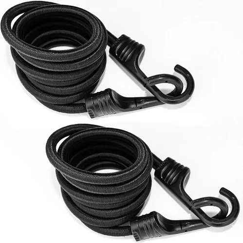 Vista 18 de ZHOUBIN Cuerdas elásticas negras de 24 pulgadas con ganchos resistentes, 1 unidad