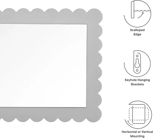Vista 3 de Modway Emmeline Espejo de pared rectangular festoneado en gris claro