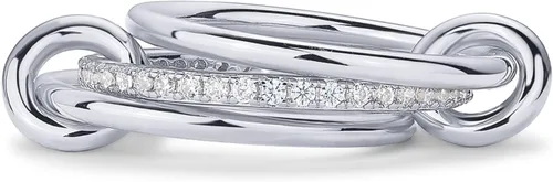 Vista 8 de PAVOI Stackable Rings for Women, 14K Gold Plated Interlocked Ring Stacks