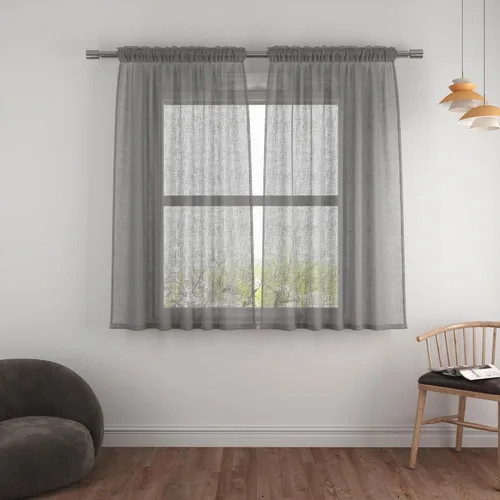 Vista 99 de UPOPO Paneles de Cortina Beige Pequeños Cortinas Transparentes de Gasa de 16 Pulgadas de Largo Cortinas de Cocina de Voile con Textura de Lino