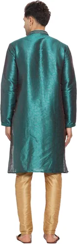 Vista 5 de Conjunto de pijama Kurta de seda de arte para hombre, vestido indio de desgaste étnico regular