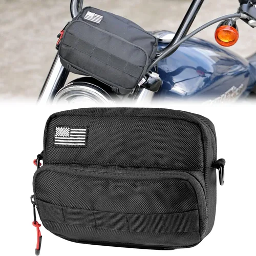 Vista 9 de KEMIMOTO Bolsa para manillar de motocicleta con cubierta impermeable, bolsa universal para bicicleta, bolsa de herramientas para manillar compatible