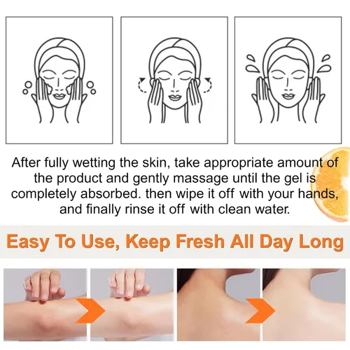 Vista 6 de 2 unidades de gel exfoliante naranja para cara y cuerpo, gel hidratante facial y corporal, limpieza profunda, hidratante suave, adecuado para todo