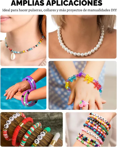 Vista 6 de 6 Rollos FIVEIZERO Cordón Elástico para Pulseras, 0.4mm, 0.5mm, 0.6mm, 0.7mm, 0.8mm, 1mm Hilo Elástico Transparente de Cristal para Pulseras