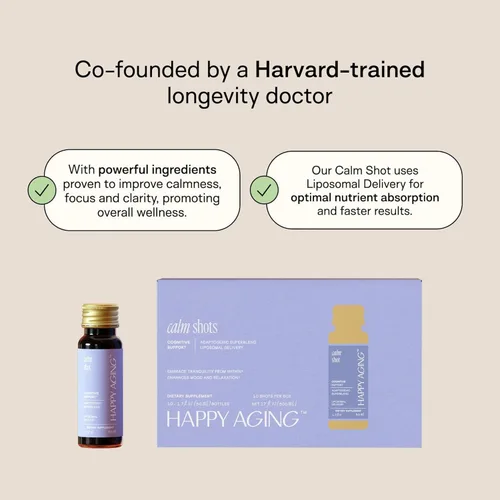 Vista 5 de Happy Aging Soporte de cortisol para mujeres, alivio del estrés y claridad mental con Ashwagandha, L-teanina, L-tirosina, sulfato de magnesio