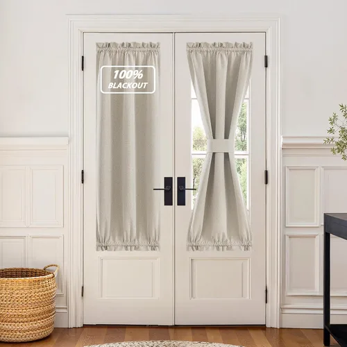 Vista 96 de NICETOWN Cortinas de Lino para Puerta Lateral - Cortinas Opacas con Aislamiento Térmico para Puerta Delantera Francesa para Sombra Pequeña