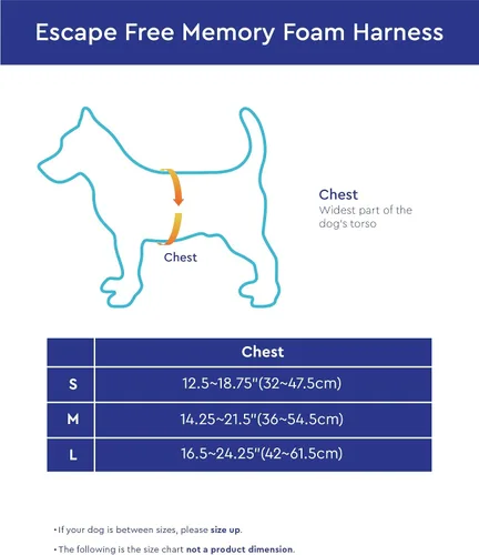 Vista 2 de Arnés de goma espuma con memoria Gooby Escape Free - Azul, pequeño - Arnés para perros sin tirón, de entrada fácil, con ajuste de cuatro puntos