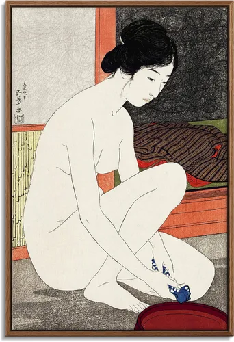Vista 5 de Utagawa Kuniyoshi - Lienzo con marco flotante para pared, pintura japonesa Ukiyo-e, un pájaro gigante y una langosta - 16 x 24 pulgadas