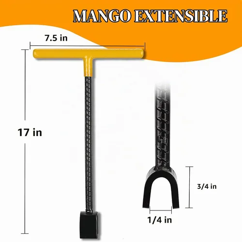 Vista 4 de Winisok - Llave de medidor de agua de 17 pulgadas con llave de utilidades multifuncional de 4 vías, llave de apagado de agua con refuerzo