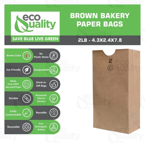Vista 2 de EcoQuality 200 mini bolsas de papel kraft marrón (2 libras), pequeñas bolsas de papel para almuerzo, aperitivos pequeños, bolsas de regalo