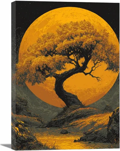 Vista 8 de VOCBAN Tree of Life Canvas Wall Art Tree Decor Painting Artwork for Office Kitchen Bathroom Dining Room Office Home Decor Dormitory(black black 74