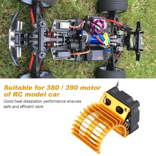 Vista 3 de Disipador de calor de motor RC, ventilador de refrigeración mejorado para autos RC eléctricos a escala 1/10, 380 390 motores, pieza de actualización