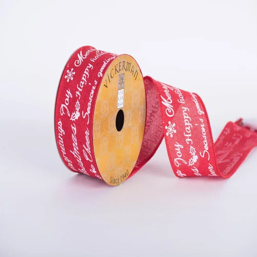 Vista 4 de Vickerman Cinta de Navidad con borde de alambre con estampado de abedul de 2.5 pulgadas x 10 yardas, algodón, blanca, cinta de corteza de abedul